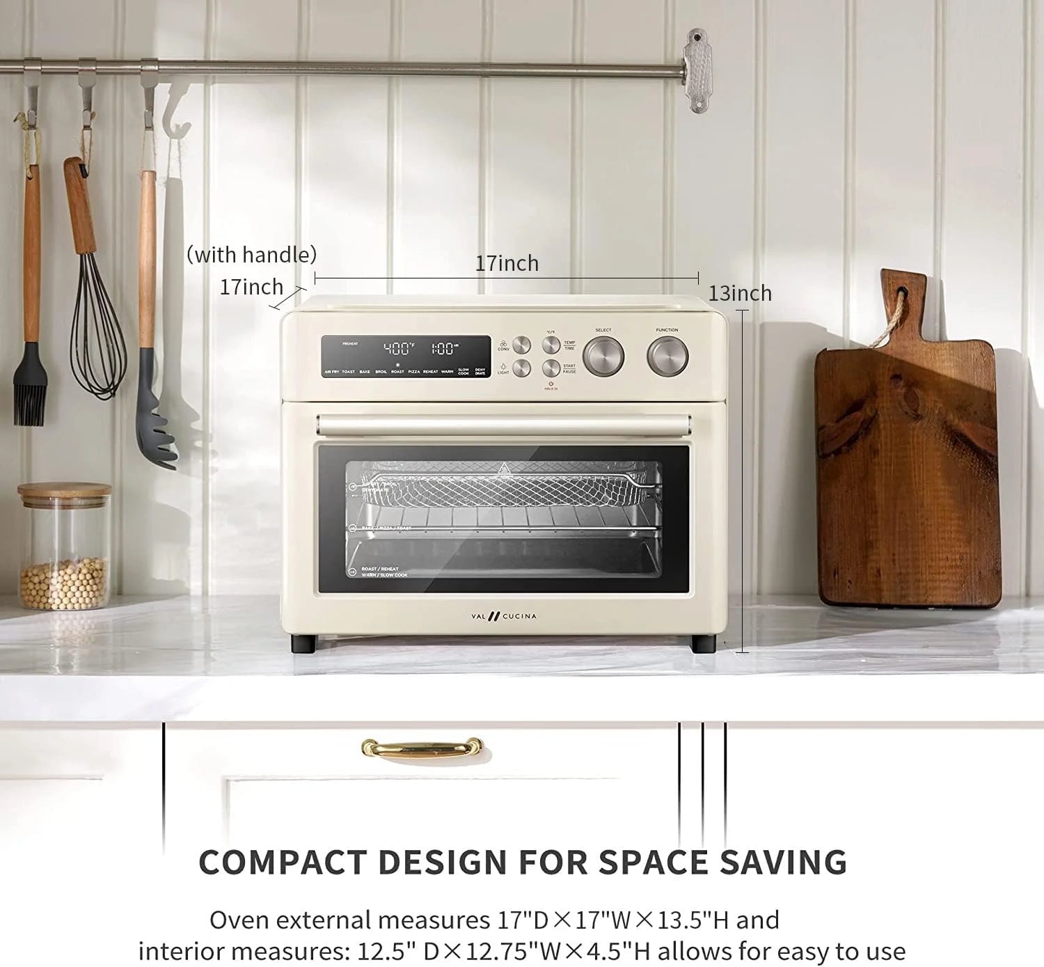 VAL CUCINA 10-IN-1 AIR FRYER TOASTER OVEN -  BRUSHED STAINLESS STEEL