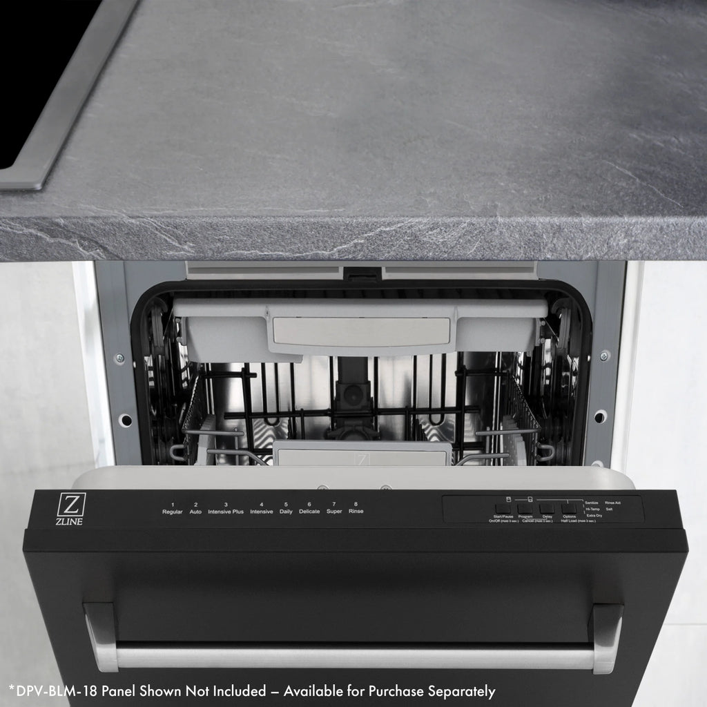 Zline Dwvz-18-G 18" Wide 10 Place Setting Built-In Panel Ready Top Control Dishwasher -