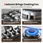 GASLAND GH60EF 24" Built-in Gas Stove Top, Black Ename Gas Cooktop with Griddle, 4 Sealed Burners, ETL