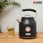 Haden Dorset 1.7 Liter Electric Water Kettle with Base, Putty & Chrome