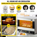 Commercial Convection Oven 47L/43Qt, Half-Size Electric Countertop Baking Oven, 1600W 4-Tier Toaster w/ Front Glass Door, Wire Racks, Tray, Bread Clip & Gloves, 120V ETL Listed