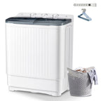 Dimedeal Portable 18lbs Twin Tub Mini Washing Machine, 11lbs Washer & 7lbs Spinner with Drying Rack & Hangers
