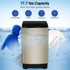 GGTB Portable Washing Machine for Apartments, 17.7 lbs Full Automatic Clothes Washer Machine,1.9 Cu.ft Top Load Washer with 10 Wash Programs/8 Water Levels, Coffee Gold