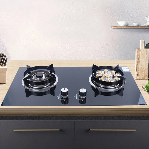 2-Burner Natural Gas Stove, Built-in Gas Cooktop Stove for Home Kitchen