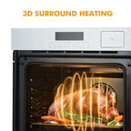24" Electric Wall Ovens, Stainless Steel Single Wall Ovens With 8 Baking Modes 2.5Cu.Ft 3000W Electric Oven With Timer And Safety Lock 360�� Convection Airfryer