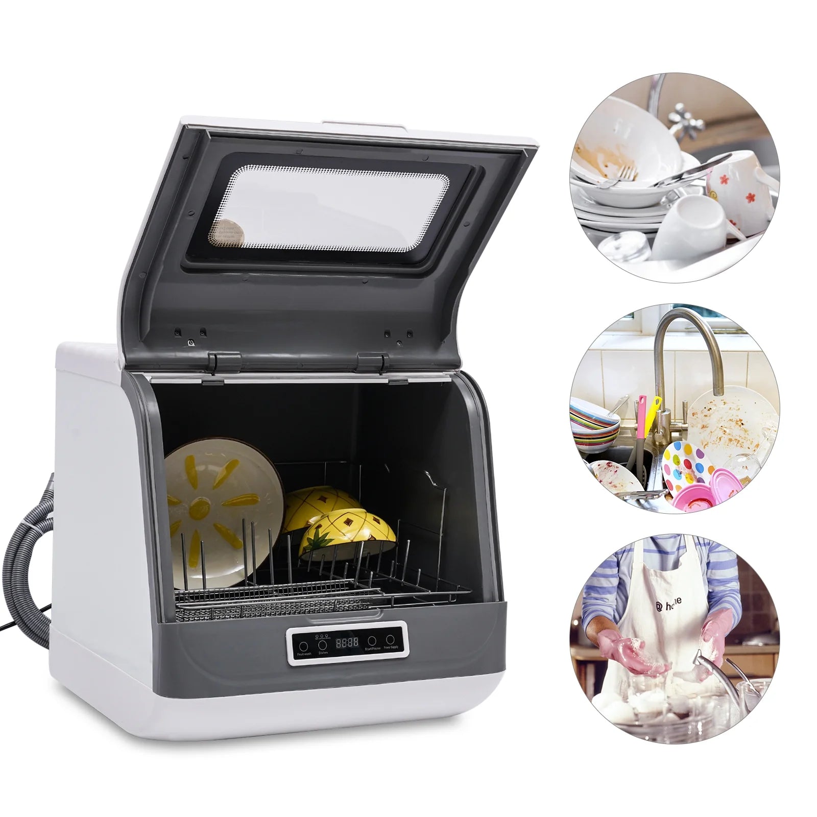 TOOL1SHOoo Portable Countertop Dishwasher with Large Capacity Air Dry Function 3 Washing Programs
