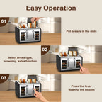 Mecity 4-Slice Touchscreen Toaster, Stainless Steel, 6 Browning Settings, Reheat, Cancel, Defrost, Removable Tray