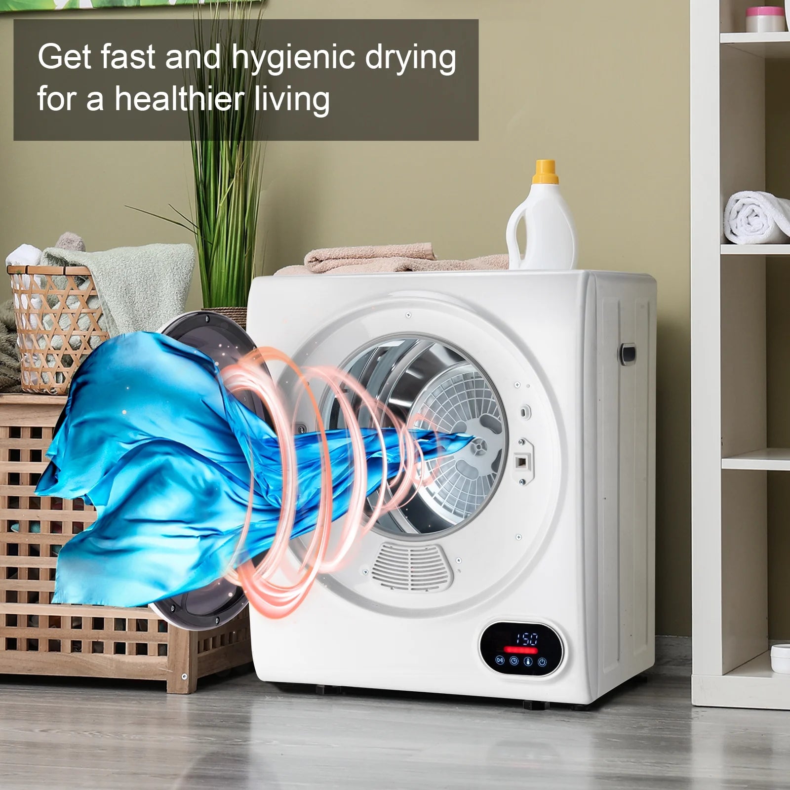 GYJ28-88-E Compact portable Household clothes Dryer 1.5CUFT Drum Dryer with LED display -White 120V 2.5KG