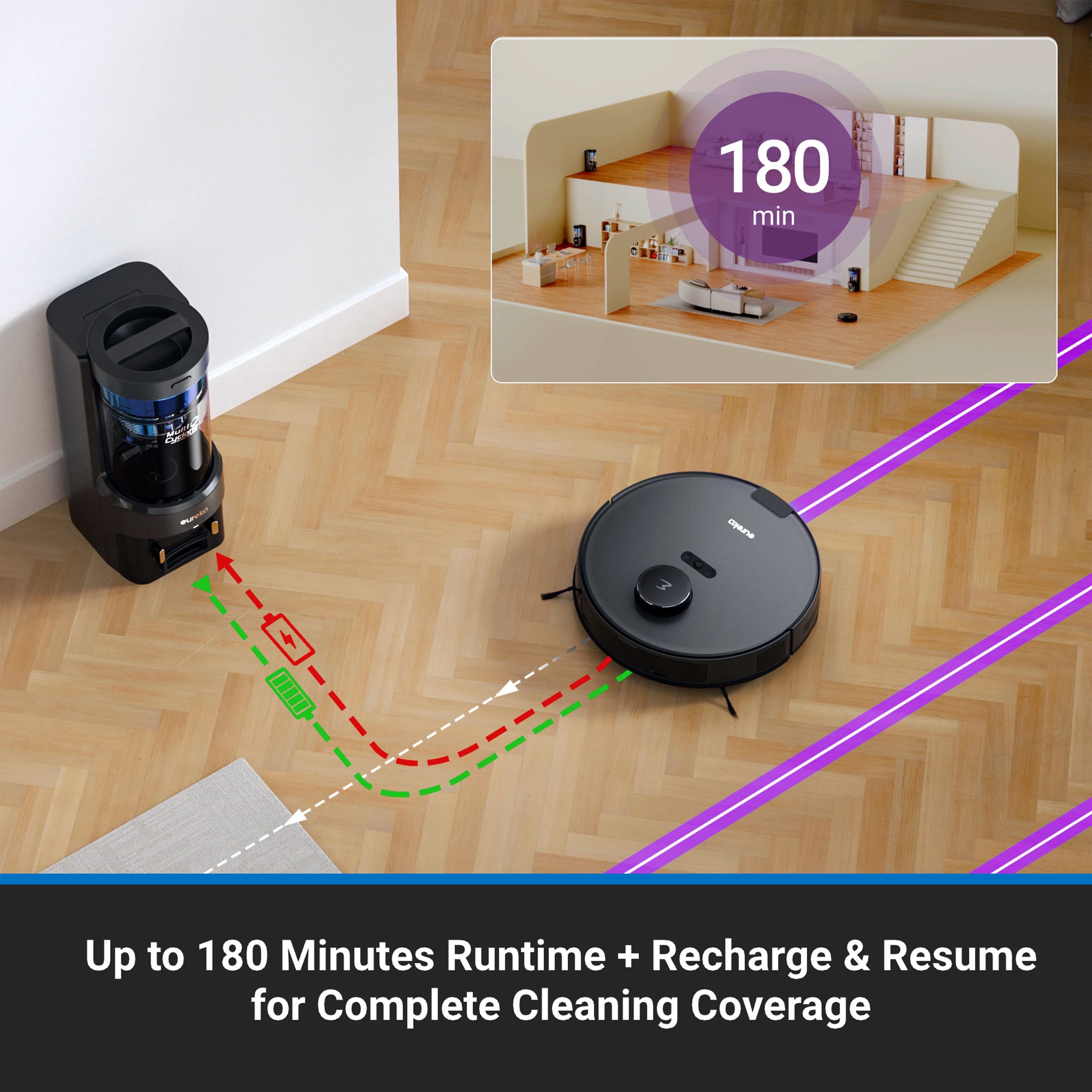Eureka Self-Emptying Robot Vacuum with HEPA Filter, Smart Navigation & Voice Control, NERE10SW