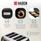 Haden Heritage 1500 1.7 Electric Kettle, Matte Black Finish with Copper Accents