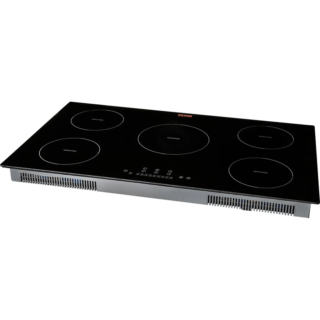 BENTISM 36 inch Electric Cooktop 5 Burners Ceramic Glass Stove Top Touch Control 9200W 9 Heat Levels Built-in Electric Stove