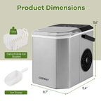 Costway Countertop Ice Maker Portable Ice Making Machine 6-13 Mins 9 Ice 26.5 lbs/24 Hrs Black