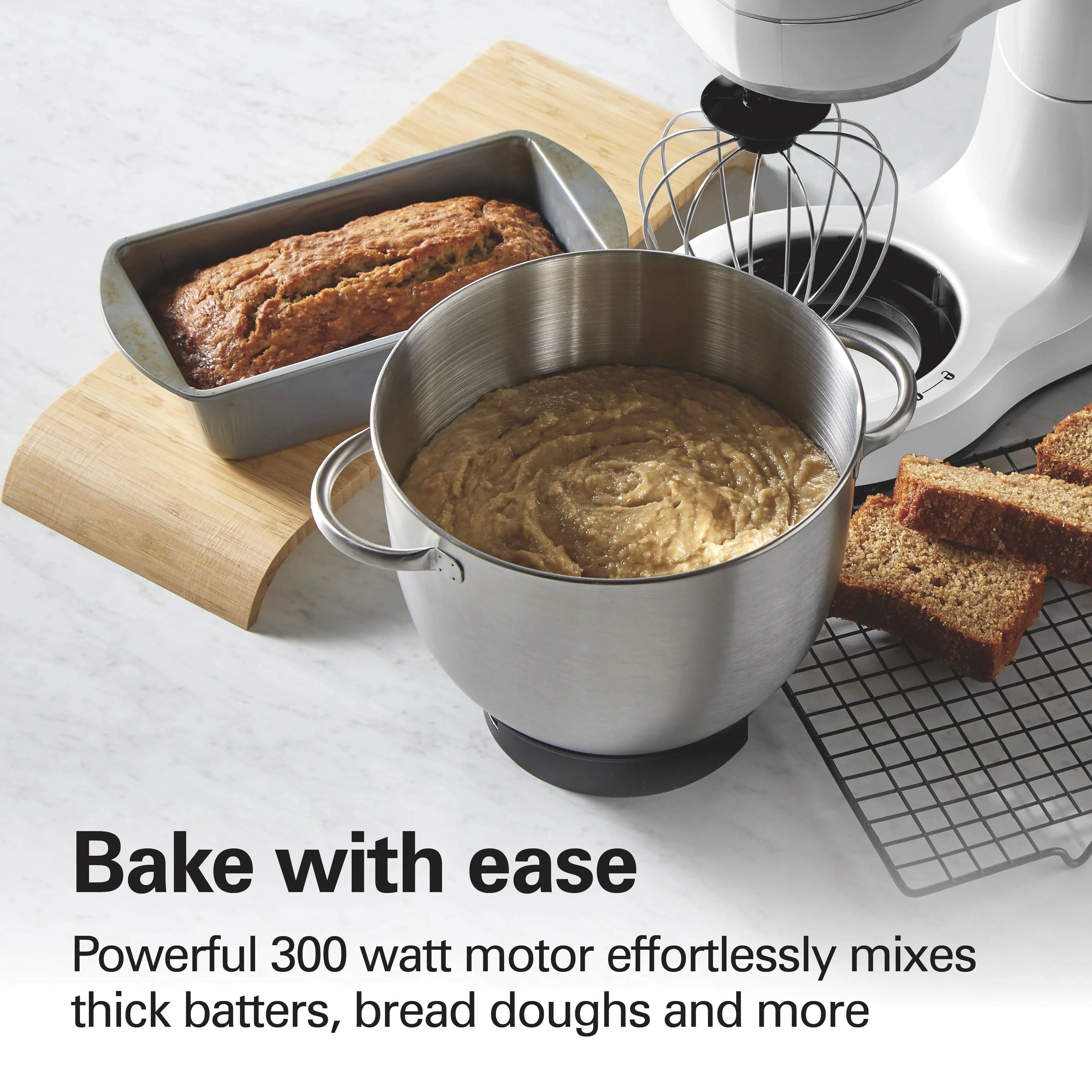Hamilton Beach 4 Quart Stand Mixer for Kitchen, 7 Speeds, Tilt-Head, Dough Hook, Whisk & Flat Beater, Black