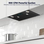 30" Under Cabinet Range Hood Kitchen Stove Vent Hood, with 900 CFM, 4 Speed Gesture Sensing&Touch Control Panel