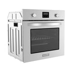 Empava 24-inch 2.3 cu. Ft. Single Propane Gas Wall Oven - Bake Broil Rotisserie Functions with Mechanical Controls - Built-in Timer - Convection Fan in Stainless Steel