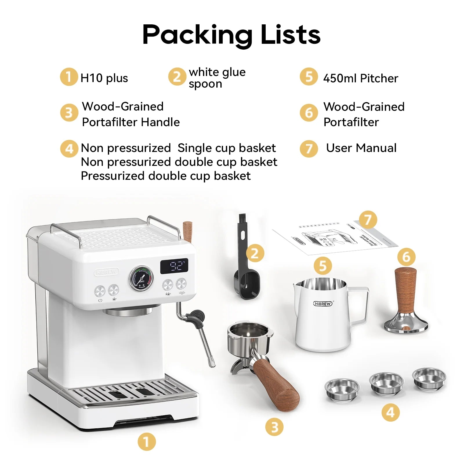 HiBREW H10PLUS 20Bar Espresso Coffee Machine with Adjustable Temperature & Steam