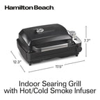 Hamilton Beach Electric Indoor Grill with Hot and Cold Smoke Infuser and Smoking Rack, Black