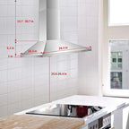 Range Hood 30 inch Wall Mounted Range Hood in Stainless Steel Convertible Stove Vent Hood 3 Speed