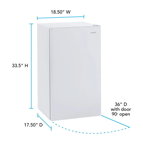 Avanti 3.2 cu. ft. Compact Refrigerator, Mini-Fridge, in White (RM3306W)