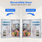 Mini Fridge with Freezer, 3.2 Cu. Ft Small Refrigerator with Adjustable Thermostat, Reversible Door for Home Office, White