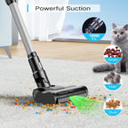 MOOSOO Stick Vacuum Cleaner, LED Display, Anti-Tangle Brush, Powerful No-Fading Suction for Pet Hair, Hard Floors and Carpet
