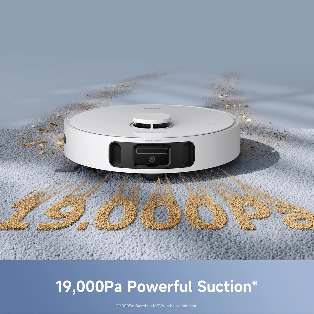 Mova E40 Ultra Robot Vacuum and Mop, 19,000Pa Suction, Extenable & Liftable Mop, All-in-One Station, Auto-Empty, Auto Washing & Hot Air Drying, 360��Obstacle Avoidance, App & Voice Control