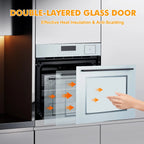24" Electric Wall Ovens, Stainless Steel Single Wall Ovens With 8 Baking Modes 2.5Cu.Ft 3000W Electric Oven With Timer And Safety Lock 360�� Convection Airfryer