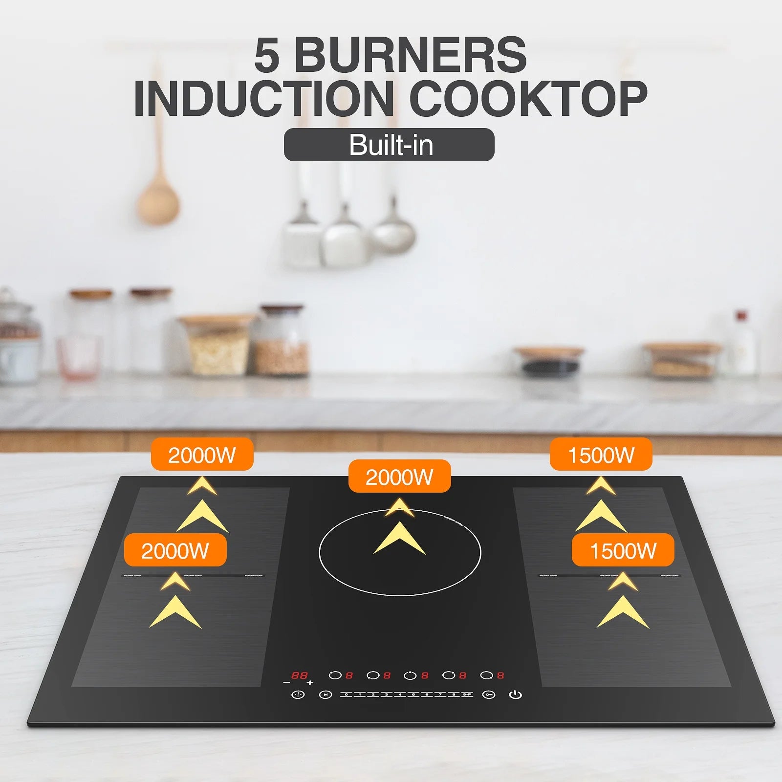 VBGK Induction Cooktop 30 inch 5 Burner Electric Hot Plate for Cooking Electric Induction Cooktop 240v, 99 Minutes Timer and Auto Shutdown Induction Burner,Child Lock