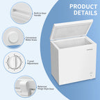 BANGSON 7.0 Cu.Ft Chest Freezer, Deep Freezer with Adjustable Thermostat, Top Open Door Freezer with Removable Basket, Quiet Operation, Ideal for Kitchen/Apartment/Office