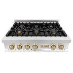 ZLINE 36 in. Autograph Edition Rangetop in Stainless Steel with Gold Accents (RTZ-36-G)