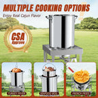 30QT Stainless Steel Turkey Fryer Kit, Stainless Steel Stand with 55,000BTU Propane Burner Stove, Waterproof Cover & Skimmer, Turkey Deep Fryer Pot, Outdoor Fish Fryer, Crawfish Boiler