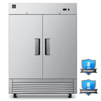NSF 55 in. 2-Door Reach In Commercial Freezer 47 Cu.Ft. Stainless Steel Freezer Solid Door C55F