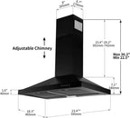 "Joeaonz 24"" Wall Mount Convertible Range Hood, 450CFM, Stainless Steel, 3-Speed with LED Light"