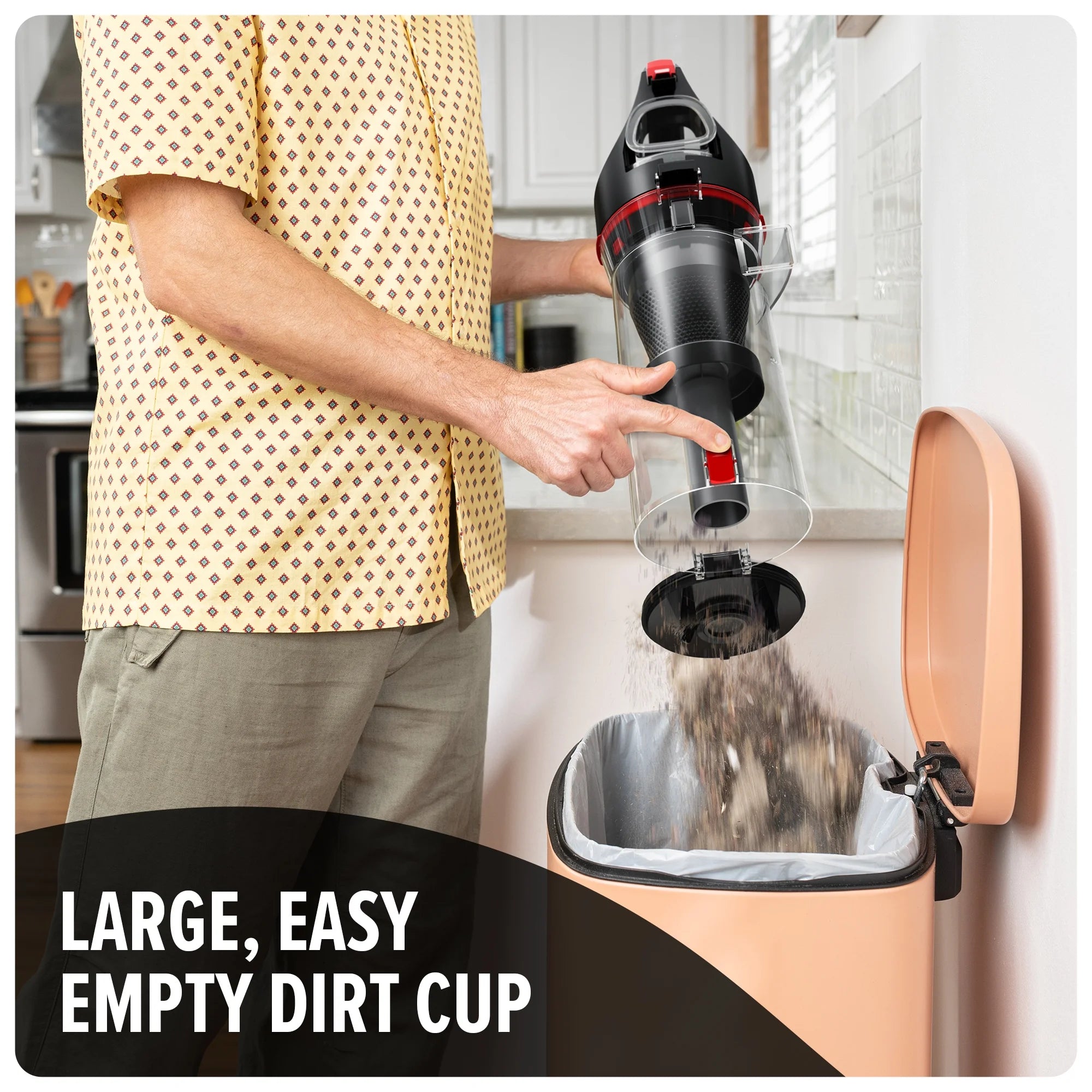 Dirt Devil Upright Vacuum, Multi-Surface Total Pet, Pet Friendly, Powerful Suction, Pet Tool Kit, Large Capacity, Height Adjustable, Hard Floor and Carpet, UD76410V, Red/Black