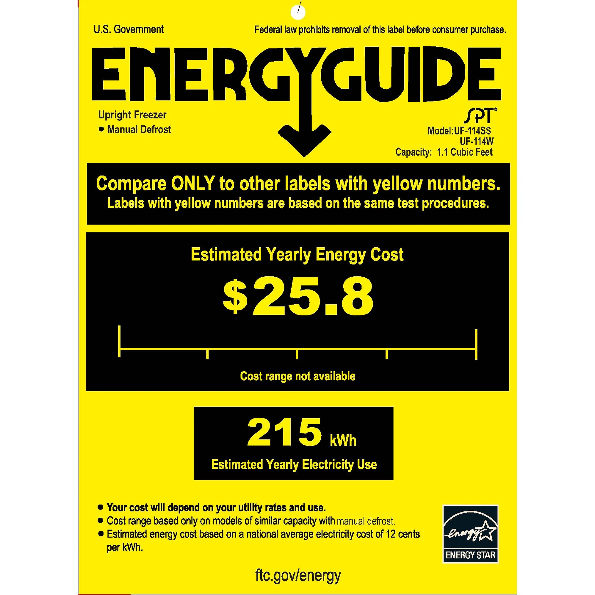 UF-114SS: 1.1 Cu. Ft. Upright Freezer in Stainless Steel - Energy Star