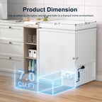 TABU Chest Freezer, 7.0 Cu Ft Deep Freezer with Adjustable Temperature, Compact Freezer with Top Open Door (White)