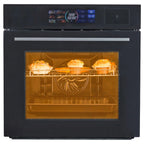 Garvee 24" Single Wall Oven with 108 Smart Menu 8 Baking Modes,3000W 2.5 CF Convection Oven with Steam & Air Fry Function,Stainless Steel,Touch Control Colorful LED Screen