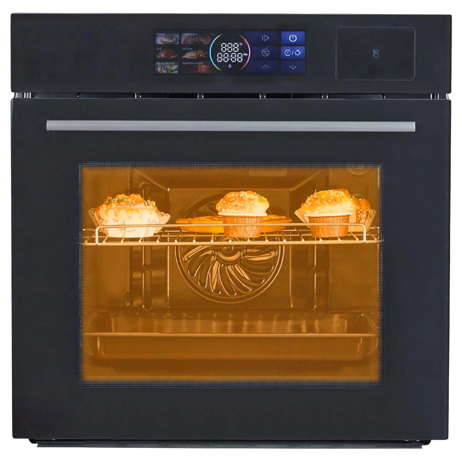Garvee 24" Single Wall Oven with 108 Smart Menu 8 Baking Modes,3000W 2.5 CF Convection Oven with Steam & Air Fry Function,Stainless Steel,Touch Control Colorful LED Screen