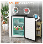 Compact Upright Freezer 3 Cu Ft - Adjustable Thermostat, Reversible Door, Mini Freezer for Apartment, Dorm, Office - Silver