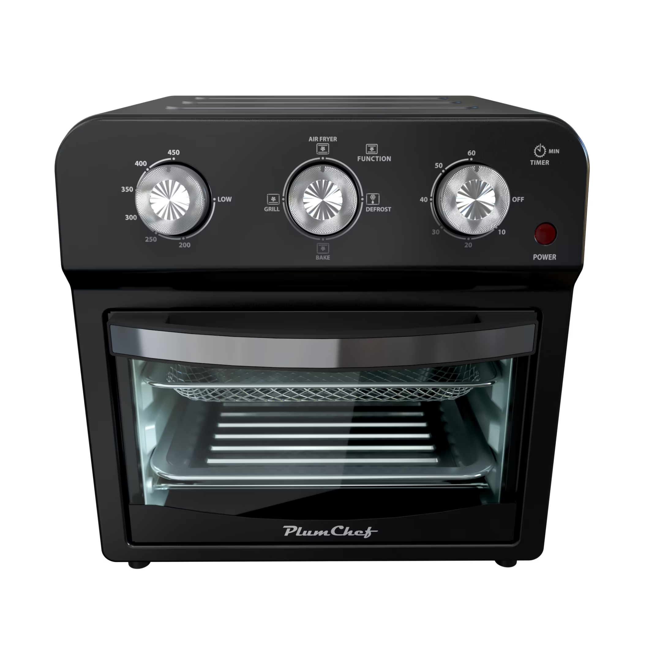 12.5 Quart Air Fryer Convection Toaster Oven, 1500W, 4 Cooking Modes, 7-in-1 Multifunction with Roast, Bake, Grill, Broil, Toast, Dehydrate, Defrost, Stainless Steel, Black