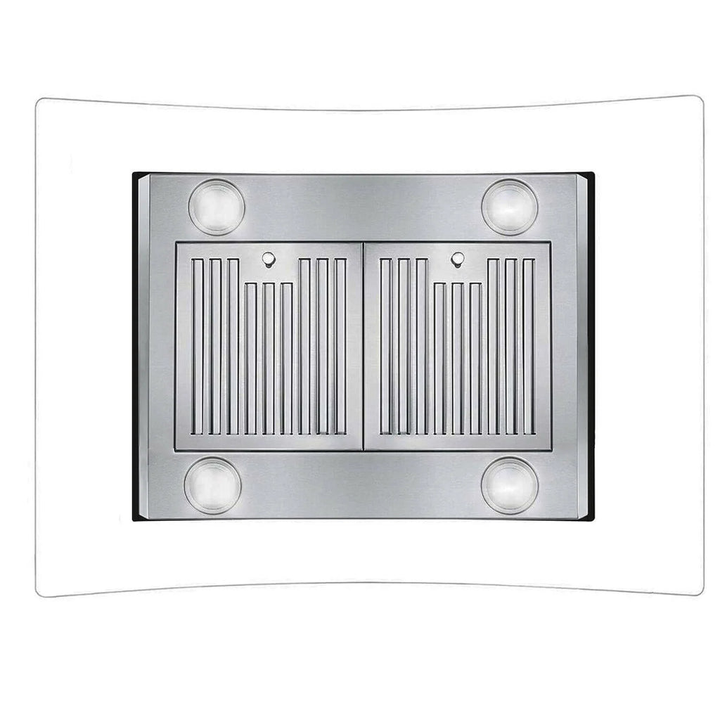 Tieasy 36 inch Island Mount Range Hood 900 CFM with Glass LCD Touch Control 4 LED Lamps