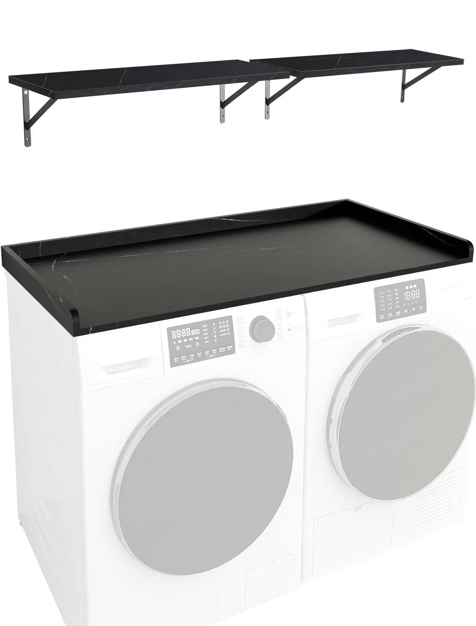 Kaboon Washer Dryer Countertop with Edge Rails, 27.5" x 54", Light Walnut
