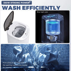 Advwin 1.07 Cu.ft Portable Washing Machine, 7.7 lbs Automatic Compact Washer & Spin Dryer Combo with Drain Pump, 8 Programs, Small Laundry Machine for Apartment, Dorm, RV, White