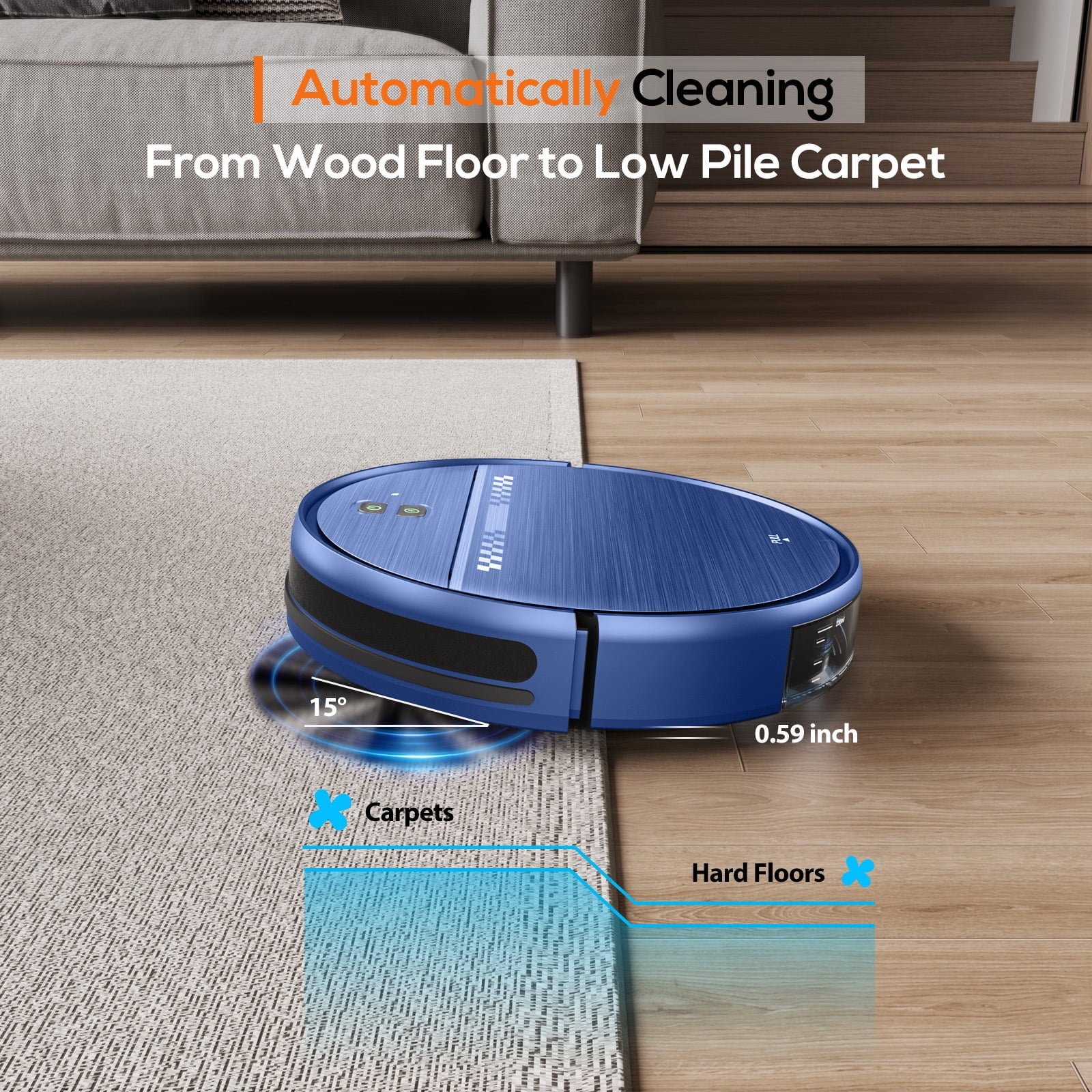 GOOVI Robot Vacuum Cleaner, 2 in 1 Robot Vacuum and Mop Combo for Pet Hair, Hard Floor