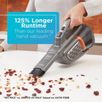 BLACK+DECKER 16V MAX dustbuster AdvancedClean+ Cordless Hand Vacuum, for Car & Home Use, with Long Crevice Tool and XL Dustbin, HHVK415B01, Grey