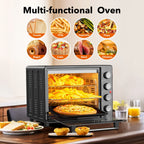 34 QT Super-Large  Air Fryer, Oil-Less Air Fryer Toaster Oven Combo with Pizza, Warm, Broil, Toast, Bake, Air Fry, 5  Functions - Black