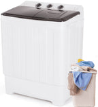 Qhomic Portable Washer 30lbs, 2-in-1 Twin Tub Washer & Dryer Combo Compact Semi-Automatic Washing Machine with Drain Pump, Black