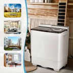 Canddidliike 26 Pound Portable Semi-automatic Washing Machine with Built-in Drain Pump-Gray, Timer Control, Compact Laundry Washer for RV, Apartments and Dorms