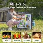 Smad Propane Refrigerator with Freezer 3 Way Fridge Gas/12V/110V 3.5 Cu.ft Outdoor
