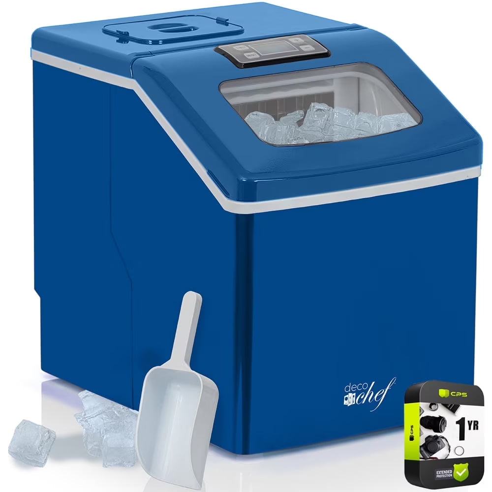 Deco Chef Countertop Portable Ice Maker 40 lb/Day Blue with Extended Warranty